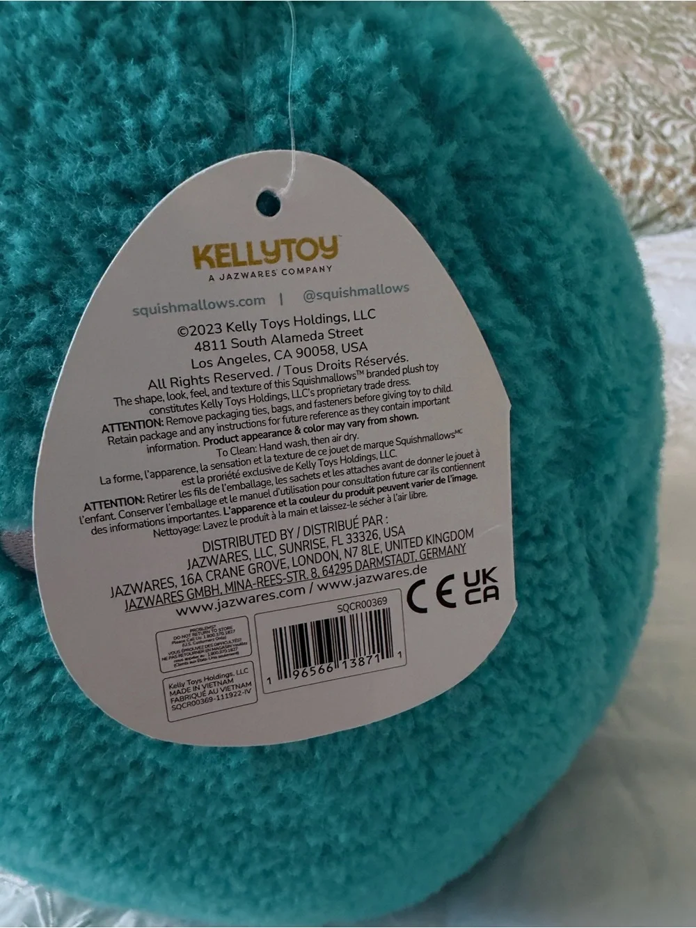 Squishmallows Teal Llama Plush - Cute Embroidered Face